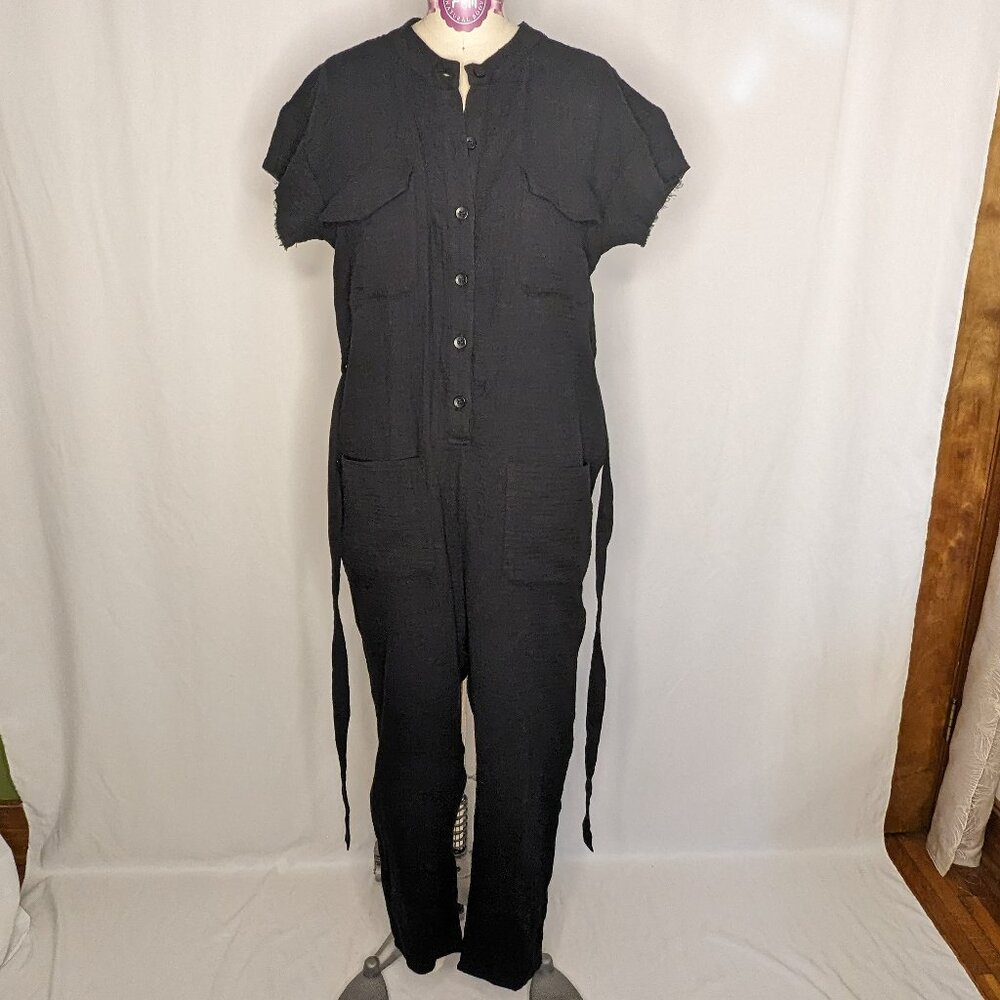 NWT Monrow Black Cotton Gauze Jumpsuit - Picture 5 of 8